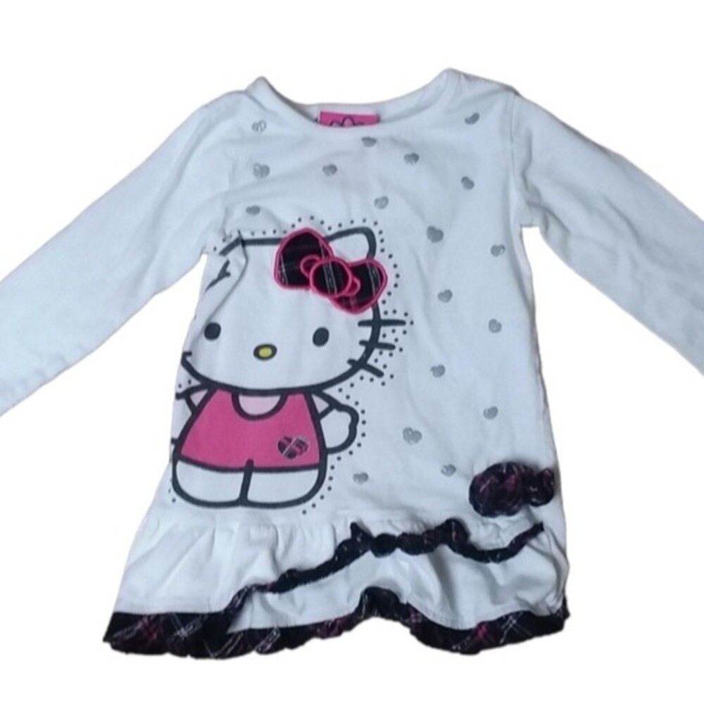 Hello Kitty Plaid Glitter Hearts Tutu Top 2T